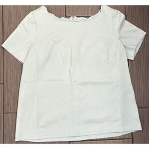 Talbots Light Blue Scallop Coller Short Sleeve Blouse Size 1X Stretch